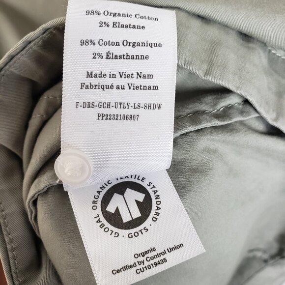 EVERLANE Long-Sleeve Utility Mini Dress Sage Green M Organic Cotton Minimalist - Picture 10 of 16